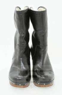 Ugg Black Leather Clog Ankle Heel Boots Size US 8  