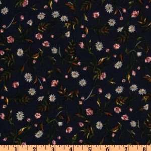  44 Wide Rayon Shirting Floral Navy Fabric By The Yard 