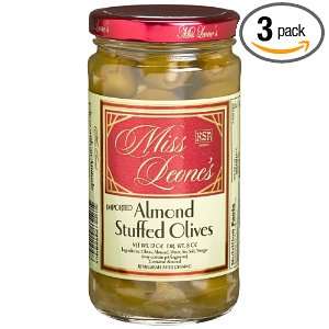 Miss Leones Almond Stuffed Queen Olives, 12 Ounce Jars (Pack of 3 