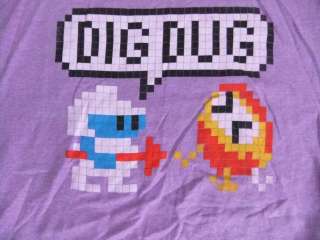   Arcade Classic DIG DUG T Shirt Lavender 8 Bit Characters L  