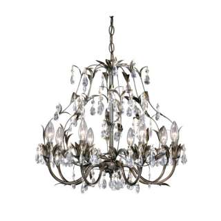 NEW 8 Light Chandelier Lighting Fixture, Bronze with Gold and Crystal 