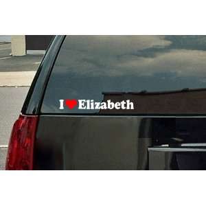  I Love Elizabeth Vinyl Decal   White with a red heart 