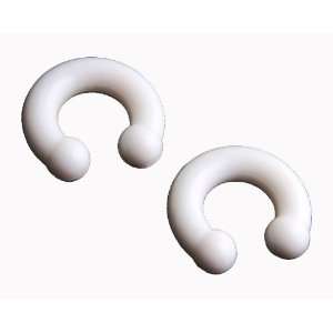 White Flexible Silicone Horeshoe Ear Gauges   0G Jewelry
