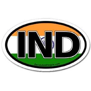  India IND and Indian Flag Car Bumper Sticker Decal Oval 