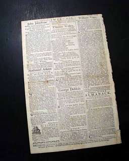   Newspaper Salem MA re. BOSTON MASSACRE William Tyron & More *  
