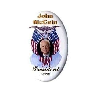  preorder MCCAIN 1 3/4 x 2 3/4 oval button president 2008 