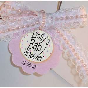 Baby Shower Tags for Gift favor bags Scallop shape   Personalized