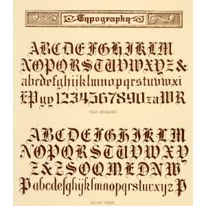   Alphabet Old English Font   Original Lithograph