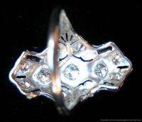 Estate Antique Art Deco Era Platinum Diamond Sapphire Dinner Ring 