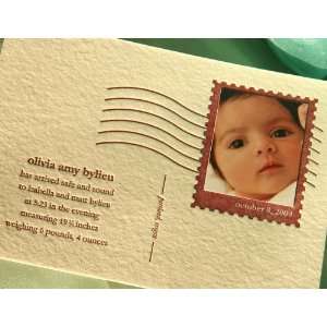  par avion custom letterpress baby photo announcements on 