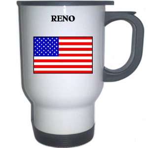  US Flag   Reno, Nevada (NV) White Stainless Steel Mug 
