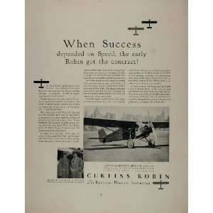 1930 Ad Curtiss Robin Airplane R. H. Baker S. Oberting 