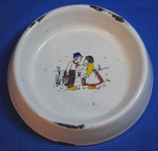 Antique Porcelain Coated Metal Bowl Dish Scepter German  