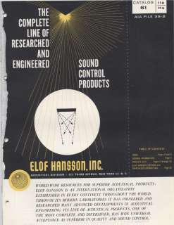 ELOF HANSSON Asbestos Hansonite Catalog Sound Control  