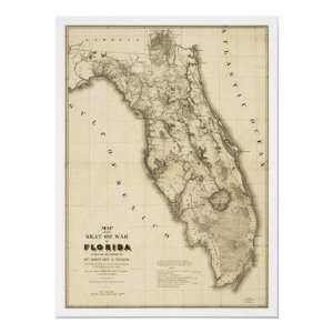  Seminole War Florida Map 1839 Poster