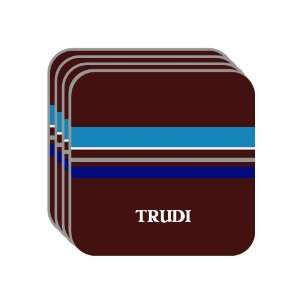 Personal Name Gift   TRUDI Set of 4 Mini Mousepad Coasters (blue 