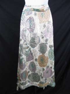 TULEH Flower Metallic Silk Long Tie A Line Skirt SZ 10  