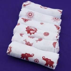  Zen Red   6 Pack, Organic Muslin Swaddling Blankets Baby