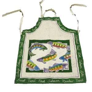  Grilling Apron featuring; Brook, Rainbow Trout, Pink Coho Salmon 