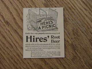 1892 HIRES ROOT BEER advertisement VINTAGE AD coca cola PICNIC soda 