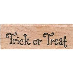  Small Classic Trick or Treat Wood Mounted Rubber Stamp 