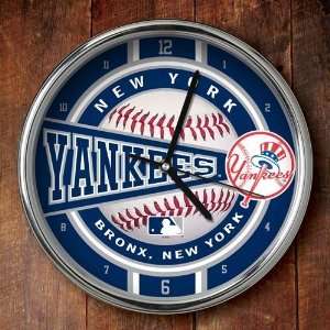  New York Yankees Chrome Clock With Easel Sports 
