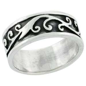   Silver 3/8 (10mm) wide Tribal inspired Band, size 11 Jewelry