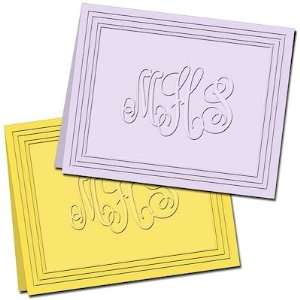   Impressions Embossed Personalized Stationery   Tri Border Script Notes