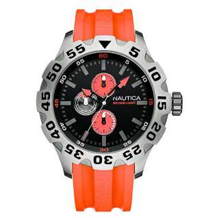 Nautica Orange Chronograph Gents Mens Watch N15565G NEW Inter 