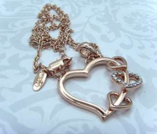 18K rose gold plated 3 Small Heart Woman Necklaces N61  