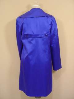 Trina Turk Blue Satin Dbl Breast Jacket Coat NWT $596  