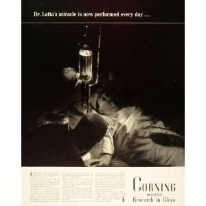  1940 Ad Corning Glass IV Intravenous Injection Patient 
