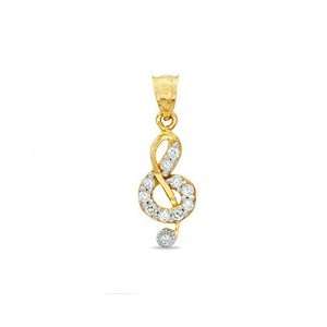  Treble Clef Charm in 10K Gold with CZ 10K OTHER GOLD CHARM 