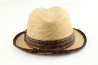   Summer Palm Straw/Leather Fedora Hat M L XL Box 016698996792  