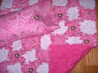 Baby Doll Rag Quilt & Pillow Set John Deere Fabric   American Girl or 