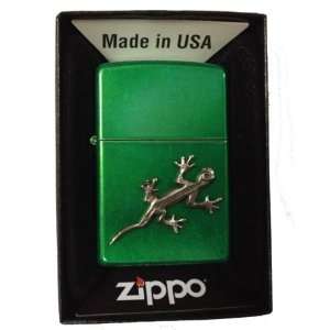 Zippo Custom Lighter   Gecko Lizard Emblem Logo Symbols Meadow Green 