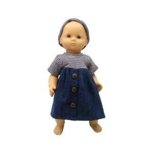   Girl Doll Clothes Dark Blue Denim Dress for Bitty Toys & Games