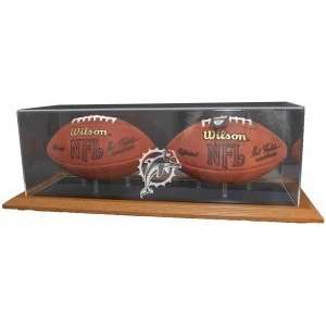  Miami Dolphins Natural Color Framed Base Double Football 