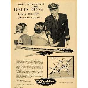  1956 Ad Delta Air Lines Aircraft Airlines Planes Pilot 