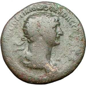  TRAJAN 114AD Rare Large Ancient Roman Coin Fortuna Luck 