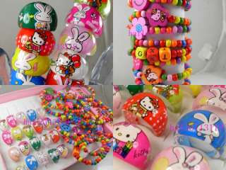 Mix Lot 15 Rings +15Bracelets for Kids Childrens party Gift wholesale 