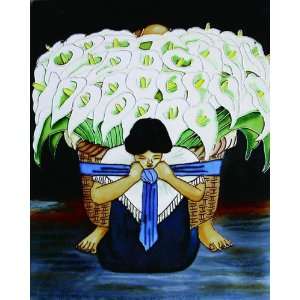   of White Calla Lilies Diego Rivera Mexican Art 11x14x0.25 inches Tile