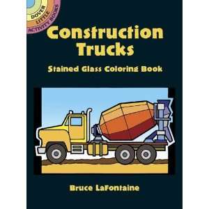   Book[ CONSTRUCTION TRUCKS STAINED GLASS COLORING BOOK ] by LaFontaine
