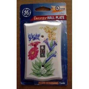 com GE 53279 Single Switch Wild Flowers Wall Plate Flame Ret Plastic 