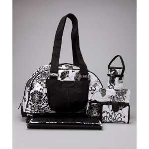    Black Flower Chelsea Collection Diaper Bag Set By Baya Baby