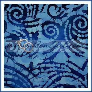 BOOAK Fabric Cotton Quilt Dark Light Denim Blue Batik Swirl Tie Dye 