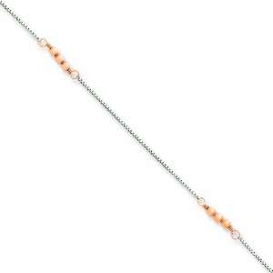  14k Two Tone Mirror Beaded Anklet Jewelry