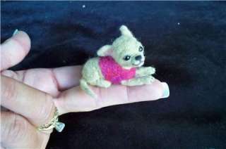 MINIATURE BEAR ARTIST OOAK NEEDLE FELTED BABY CHIHUAHUA PUPPY DOG DOLL 