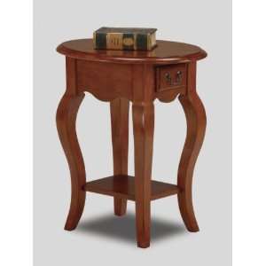  Oval End Table (Brown Cherry) (2H x 14W x 19D)