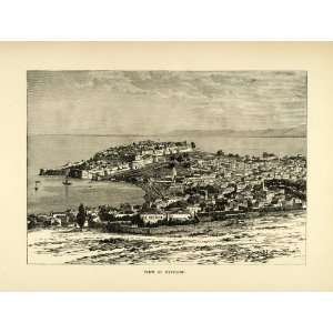  1890 Wood Engraving Mytilene Lesbos Aegean Sea Greece 